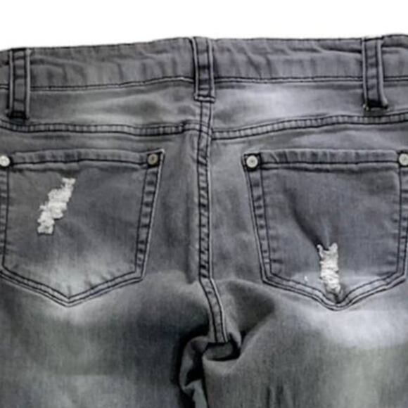 Distressed roll cuff crop jeans, Blue Asphalt size 3/26 gray wash skinny ankle - Picture 4 of 6